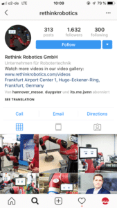 Bild von Instagramseite von Rethink Robotics