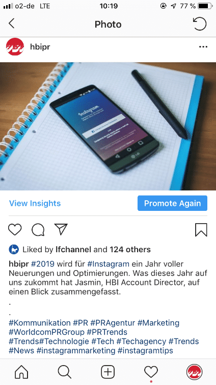 Instagram Profil von HBI